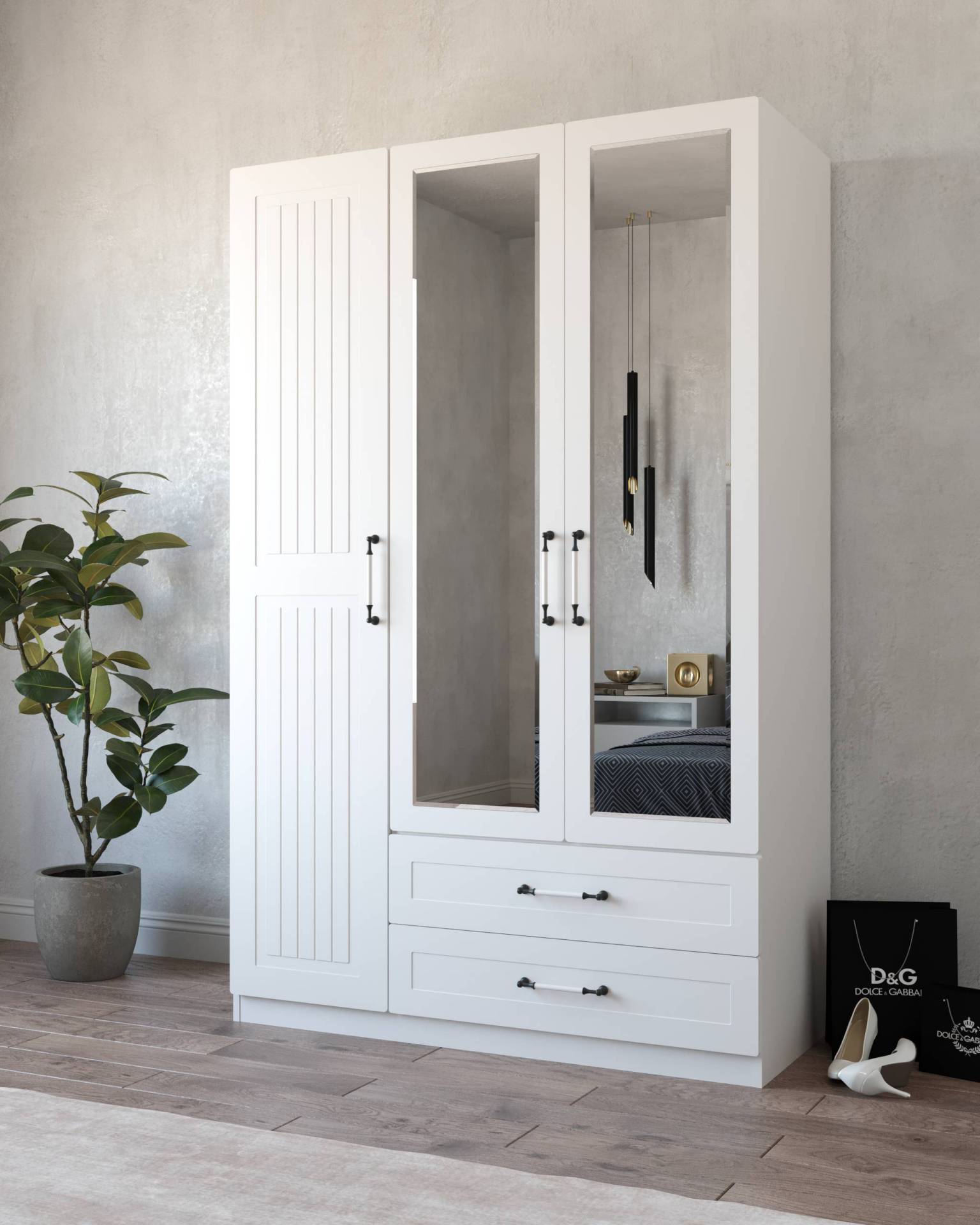 Royal 3 Kapaklı Elbise Dolabı